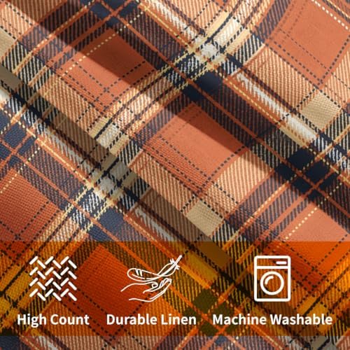 Fall Plaid Pillow Covers 16x16 Set of 2 Autumn Burnt Orange Scottish Tartan Square checked Outdoor Throw Pillows Covers Farmhouse Classic Decorative Farmhouse Cushion Case for Living Room Couch Sofa - Image 6