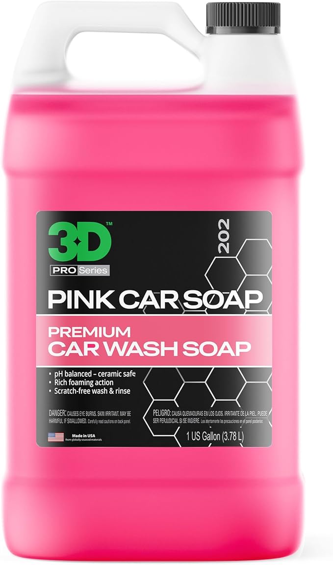 3D Pink Car Soap – 1 Gallon |pH Neutral Car Wash Soap by 3DCarCare