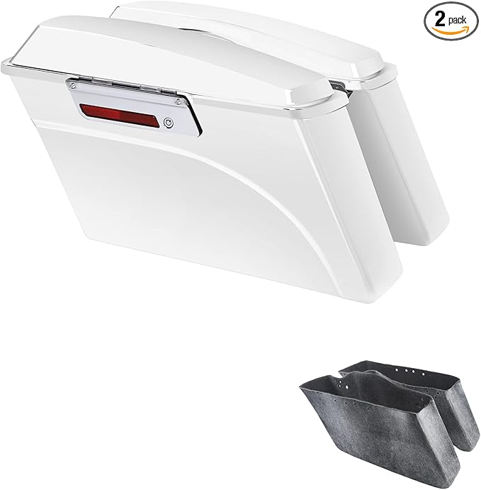 XFMT Motorcycle Saddlebags White Hard Saddle Bags Trunk by XFMT