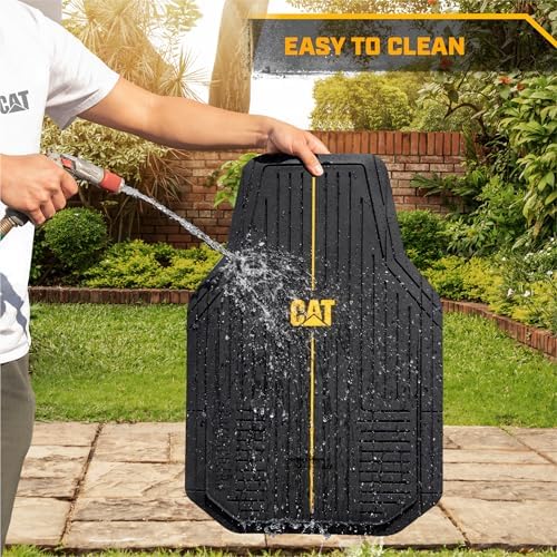 CAT® Trim to Fit Rubber Car Mats Full Set, Automotive Floor Mats, Interior Accessories & Car Rug Protection VulcanCore Heavy-Duty 4-Piece All Weather Floor Mats for Cars, Trucks & SUVs Black Yellow
