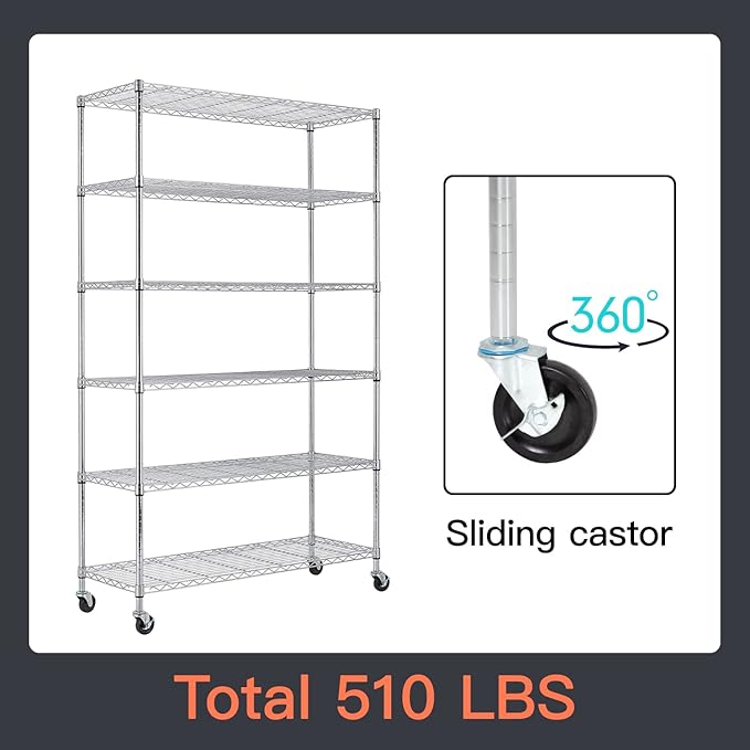 48" D×18" W×82" H Wire Shelving Unit Metal Shelf - Image 5