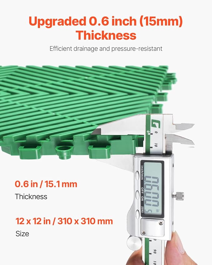 VEVOR Interlocking Drainage Mat, 12” x 12” Splicing Drainage Mats, Non-Slip - Image 3