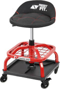 Rolling Shop Stool with Wheels, Garage Work Mechanic Stool with Backrest by FreekyFit