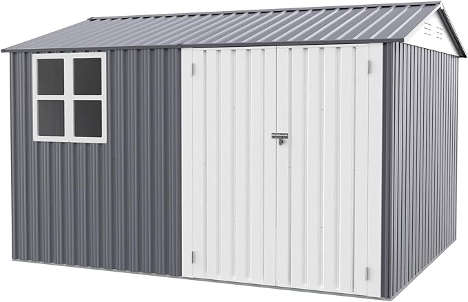 8x10 FT Outdoor Storage Shed, Metal Garden Shed - Image 9