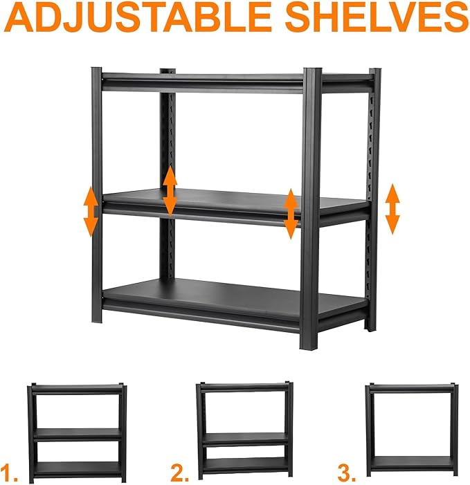 Metal Garage Shelving Unit, Heavy Duty 3-Tier 1050 LBS Loads Adjustable Storage - Image 6