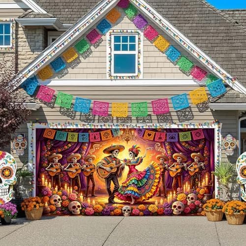 13X6 ft Day of The Dead Garage Door Cover Decorative - Image 5