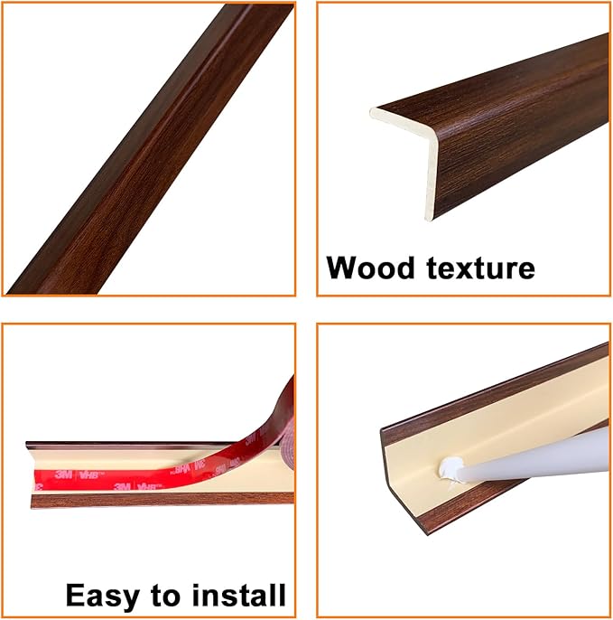 Wall Corner Protector 3PCS 45" Corner Molding Trim Oak Wood Grain Corner Trim - Image 6