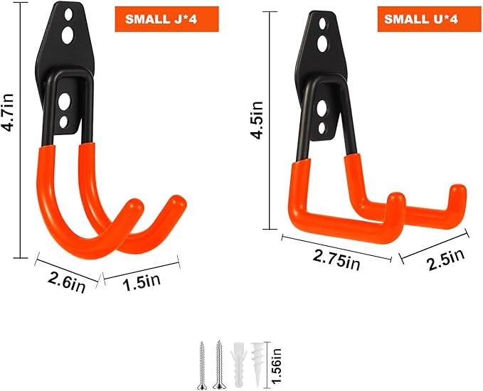 Steel Garage Hooks Wall Tool Organizer, 8 Pack Garage Storage Hook Heavy Duty - Image 2
