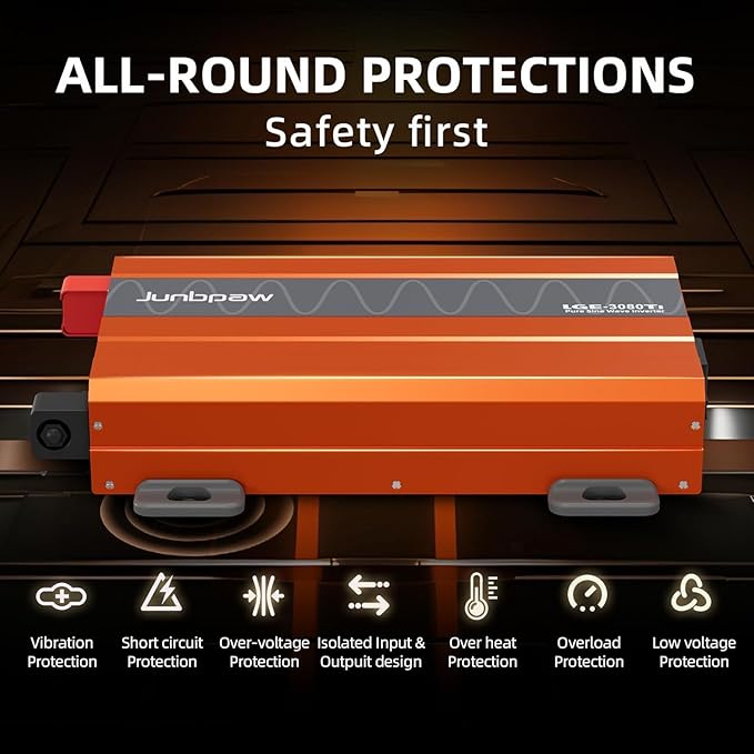 3080 Watt Pure Sine Wave Inverter, Equipment GFCI, 12V DC to 120V AC Converter - Image 6
