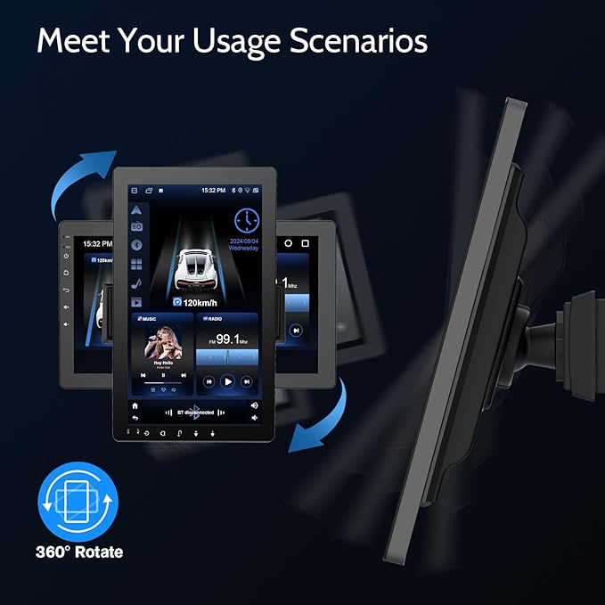 Single din Car Stereo, Rotatable Carplay Screen - Image 9