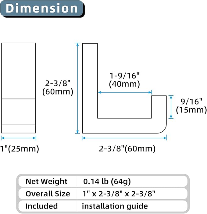 Angle Simple Towel Hook for Bathroom, SUS 304 Stainless Steel Shower Wall Coat - Image 2