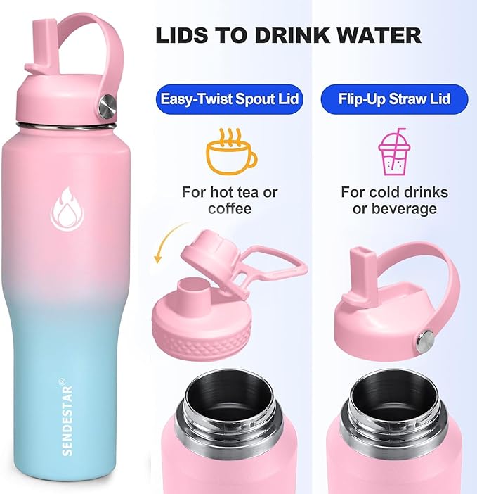SENDESTAR 32oz Water Bottle Wide Mouth Stainless Steel Vacuum Insulated Double - Image 2