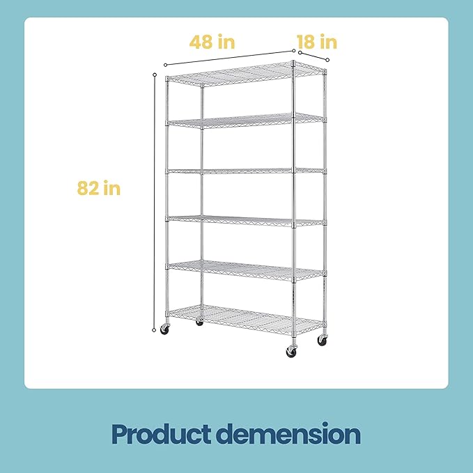48" D×18" W×82" H Wire Shelving Unit Metal Shelf - Image 3