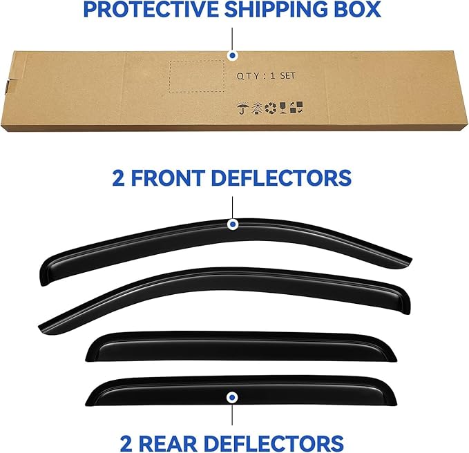Window Visors Rain Guards for 2005-2015 Toyota Tacoma Double Cab, Out-Channel - Image 6
