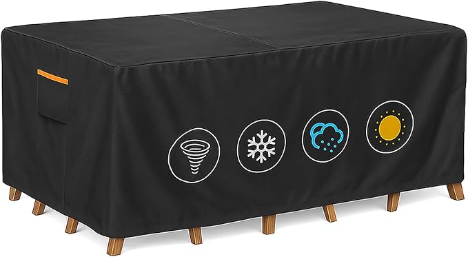 Outdoor Waterproof Furniture Cover, 136W x 74L x 28H inches Heavy Duty 600D by BRUXOLAY