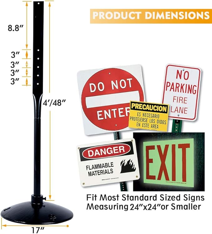 Heavy Duty Cast Iron Sign Post and Base Kit - Image 3