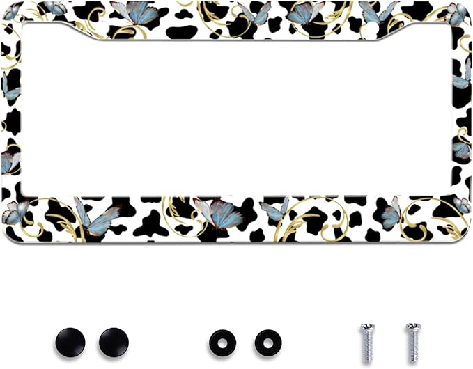 Personalise Cows and Butterfly License Plate Frames Cute Leopard License Plate by Omw2fyb