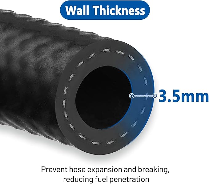 LokoCar Rubber Fuel Hose Line Push Lock 1/2" ID SAE 30R7 NBR 10ft 300PSI Black - Image 4