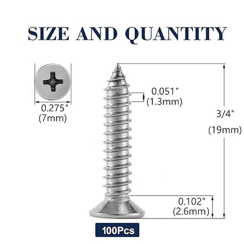 #6 x 3/4" Wood Screw 100Pcs 18-8 Stainless Steel Screws Flat Head Phillips Fast - Image 2