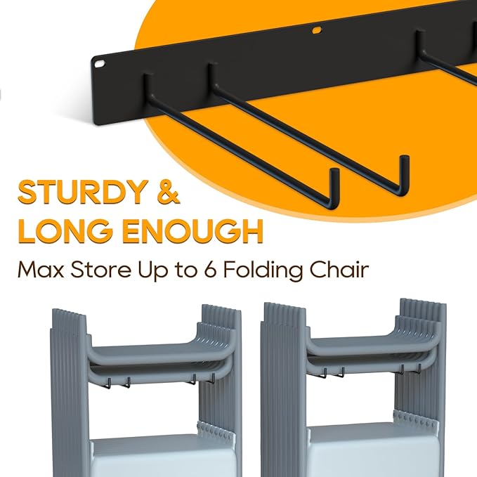 2-Pack Folding Chair Storage Rack – Heavy-Duty Wall Mount Hanger - Image 4