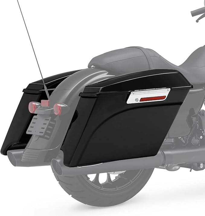 XFMT 5" Vivid Black Stretched Extended Hard Saddlebags W/Chrome Conversion - Image 5