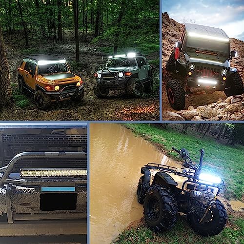 Nilight 20 Inch 420W Triple Row Flood Spot Combo 42000LM Light Bar Driving Boat Led Off Road Lights with Front License Plate Frame Bracket and Switch Wiring Harness Kit
