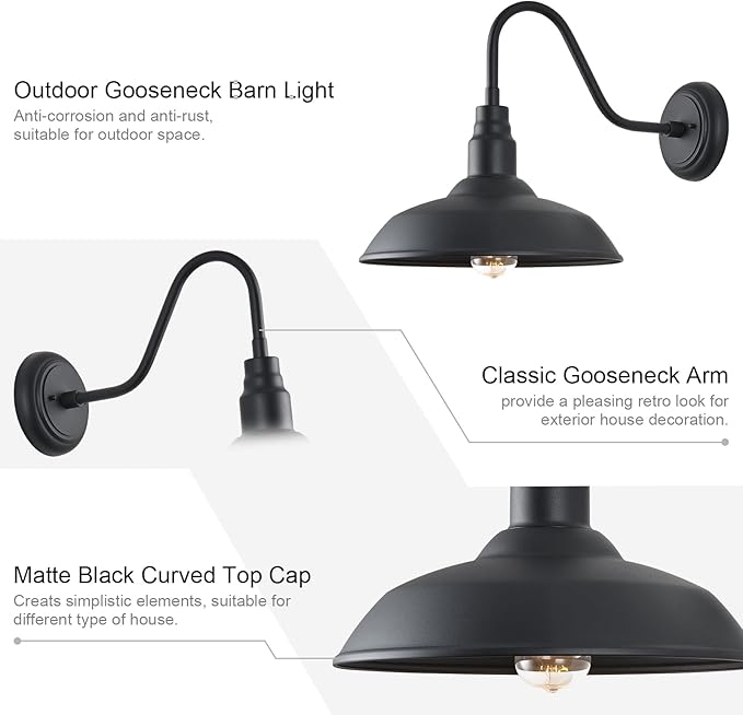 14in Outdoor Gooseneck Light Fixture - Image 9