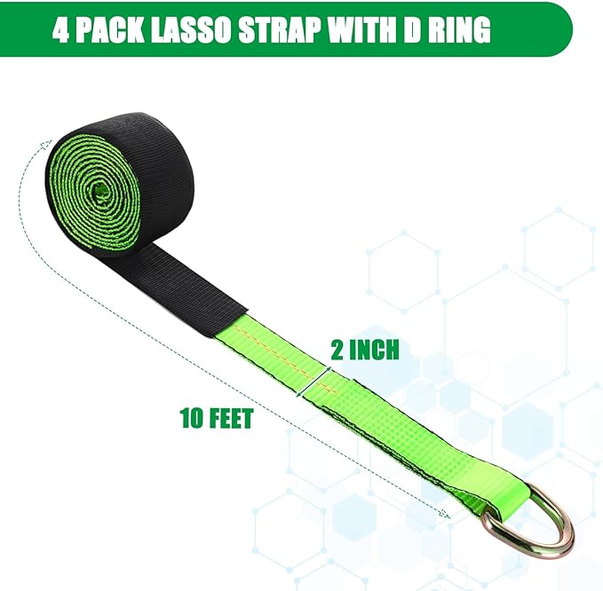 8Pack 2" X 10 ft Tow Truck Straps Lasso Wheel Lift Straps Lasso Tow Strap - Image 2