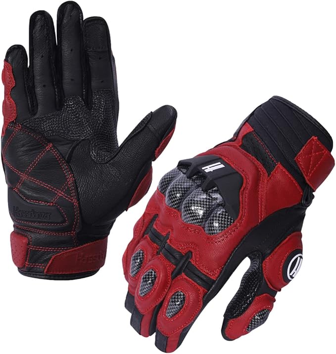 Harssidanzar Breathable Leather Motorcycle Gloves Touchscreen - Image 3