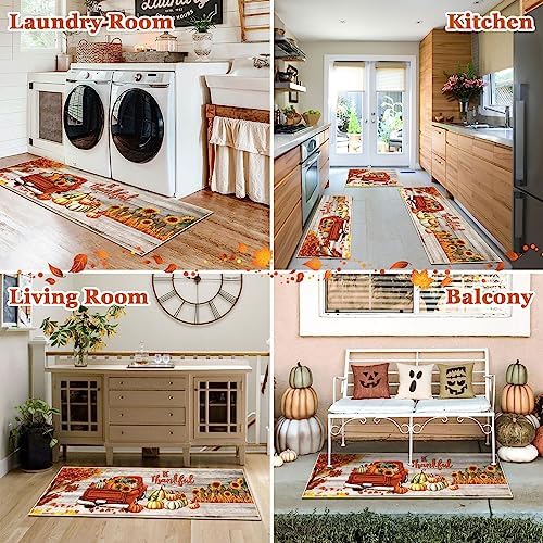 U'Artlines Fall Kitchen Rugs with Runner Sets 3 Piece Washable Floor Mats - Image 4