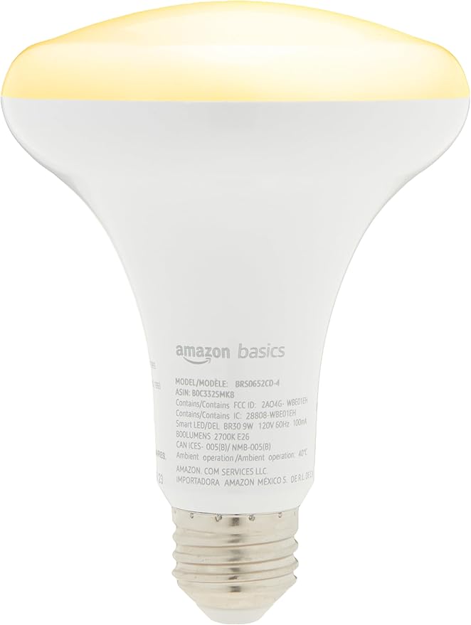Amazon Basics Smart BR30 LED Light Bulb, Dimmable Soft White, Works - Image 4