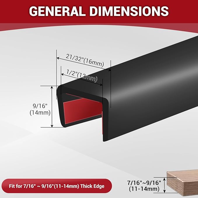 Rubber Edge Trim, 1/2" Self Adhesive Flexible U Channel Edge Protecter - Image 2