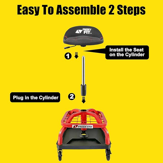 Rolling Shop Stool with Wheels, Garage Work Mechanic Stool with Backrest - Image 6