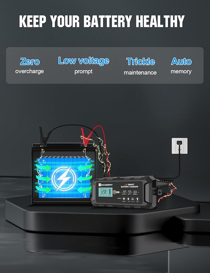 ECO-WORTHY 10A Lifepo4 Battery Charger 12V, Smart Car Battery Charger - Image 4
