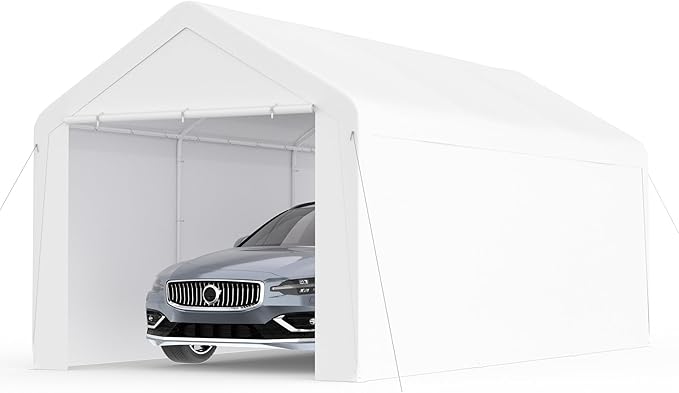 Carport 10x20 Heavy Duty Portable Garage w/Removable Sidewalls & Roll-Up Door - Image 8