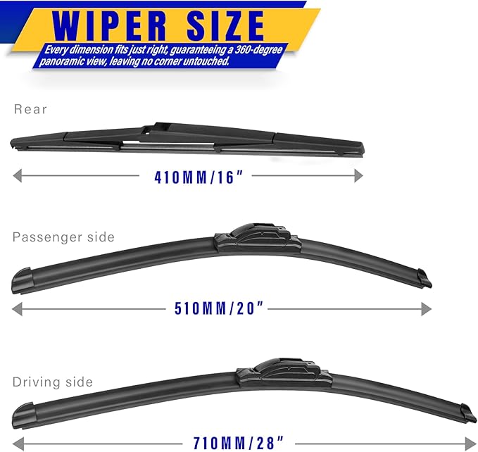3 wipers Replacement for 2011-2020 Toyota sienna, Windshield Wiper Blades - Image 2
