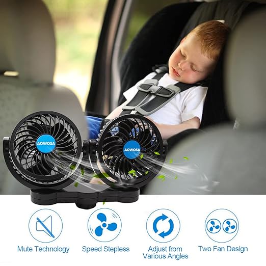Car Fan for Backseat Auto 12V Electric Cooling Fan Portable Car Seat Headrest - Image 5