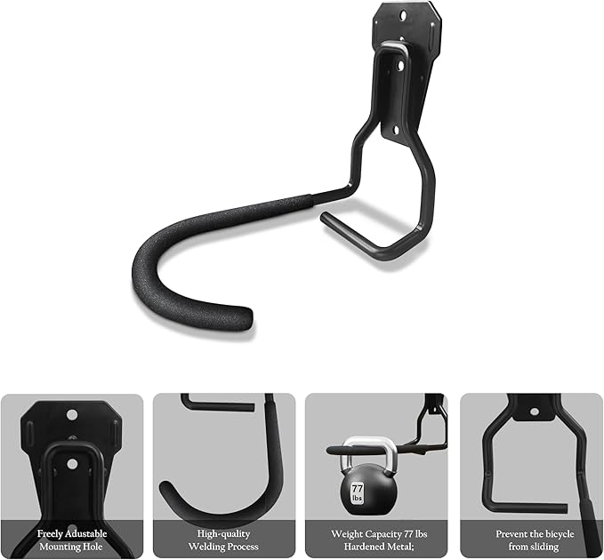 Bike Rack Wall Mount Garage Bike Hook Storage Hanger Space Saving Vertical Bike - Image 3