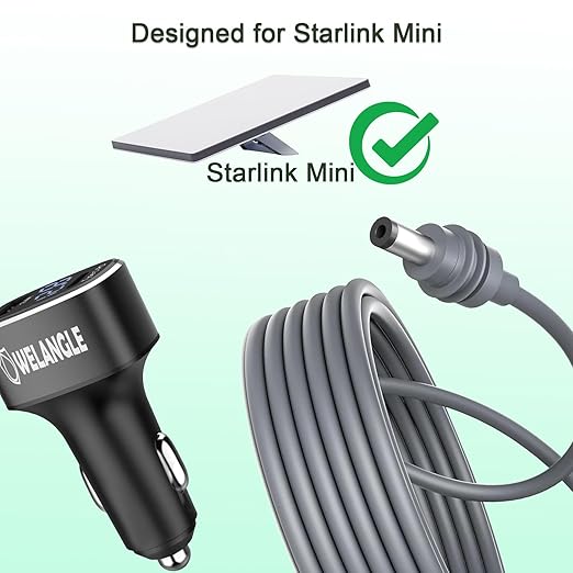 3 in 1 Car Power Cable for Starlink Mini Cigarette Lighter Adapter, Car Charger - Image 6