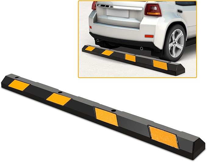 Rubber Parking Curb Garage Floor Stopper, Guide Wheel Stopper by TOOLSEMPRE