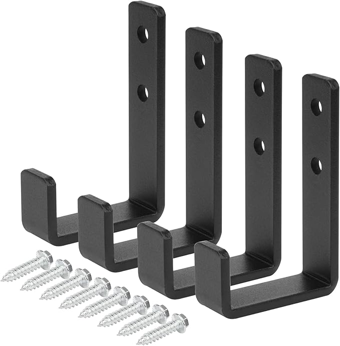 4 Pcs 4-3/8" Heavy Duty Black Steel J Hooks, Wall Mount Utility Hook by OTTFF