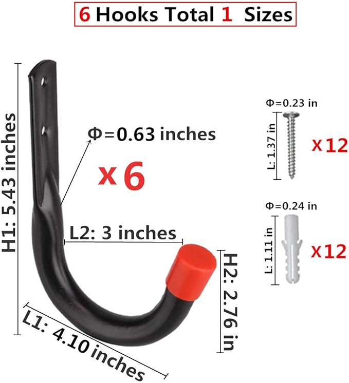 Heavy Duty Utility Garage Storage Hooks, Universal Wall Mount J Organizer - Image 2