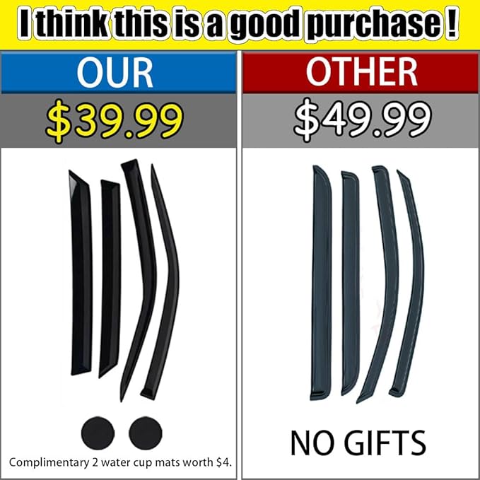Rain Guards for Volkswagen VW Jetta 2006-2010, Tape-on Side Window Deflectors - Image 2