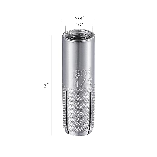 Wensilon 1/2"-13 Premium Stainless Steel Drop in Anchors Assortment, Knurled - Image 2