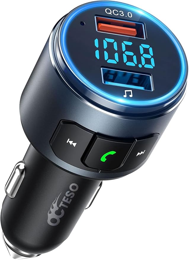 Upgraded V5.3 FM Bluetooth Transmitter, Siri Google Assistant by DrivingwithOctesoFreedom