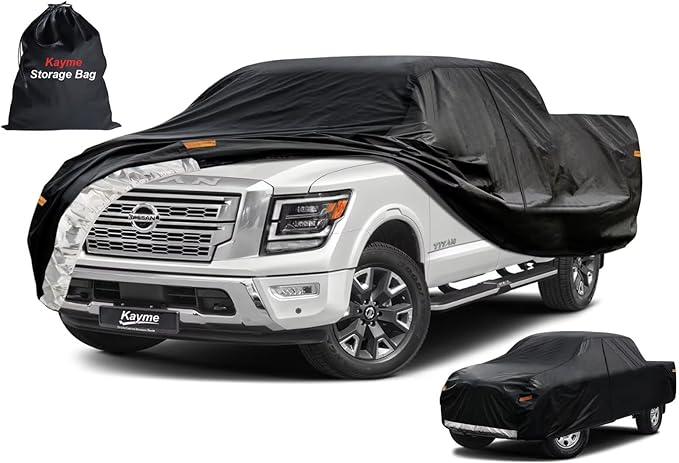 Kayme Truck Cover Custom Fit Nissan Titan Crew Cab Short Bed. Full Exterior by kayme