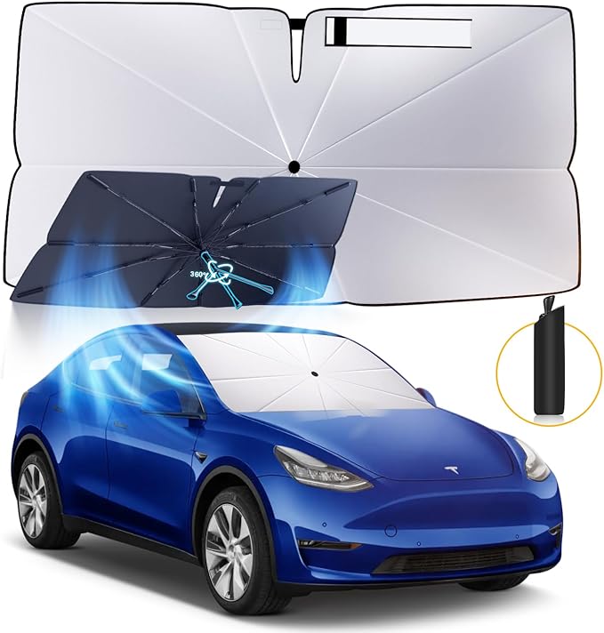 Windshield Sun Shade Umbrella: for Tesla Model Y 2016-2023 2024 2025 Model Y by HIMUMOY