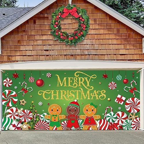 Preboun Christmas Candy Garage Door Decoration Merry Christmas Door Banner by Preboun