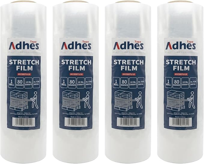 ADHES Heavy Duty Shrink Wrap Roll, 18 Inch x 1500 Feet, 80 Gauge Industrial by ADHESTAPEPERSUITOFPERFECTION