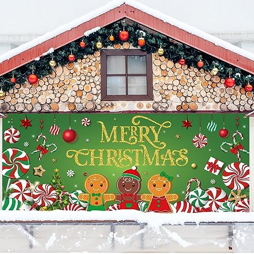 Christmas Candy Garage Door Decoration Merry Christmas Door Banner Cover - Image 6